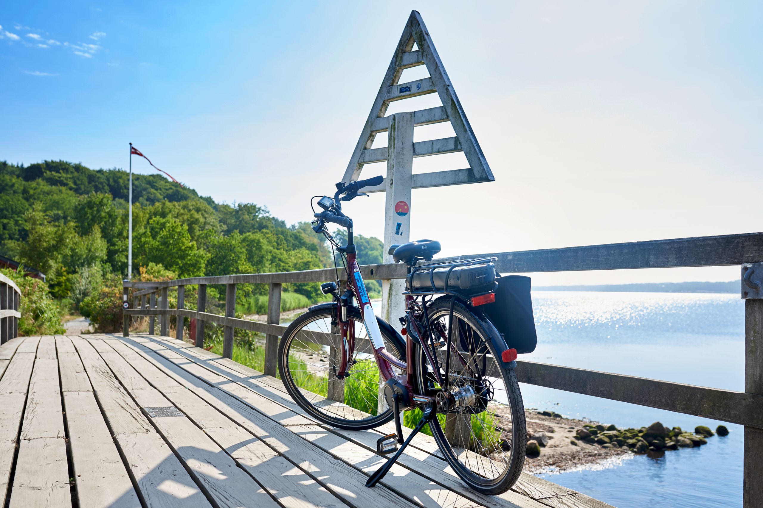 Radfahrer am Grenzübergang Harrislee