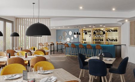 Innen- und Außenansichten des Hotel Hafen Wedel