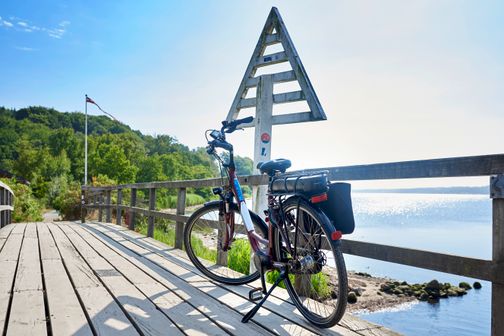 Radfahrer am Grenzübergang Harrislee